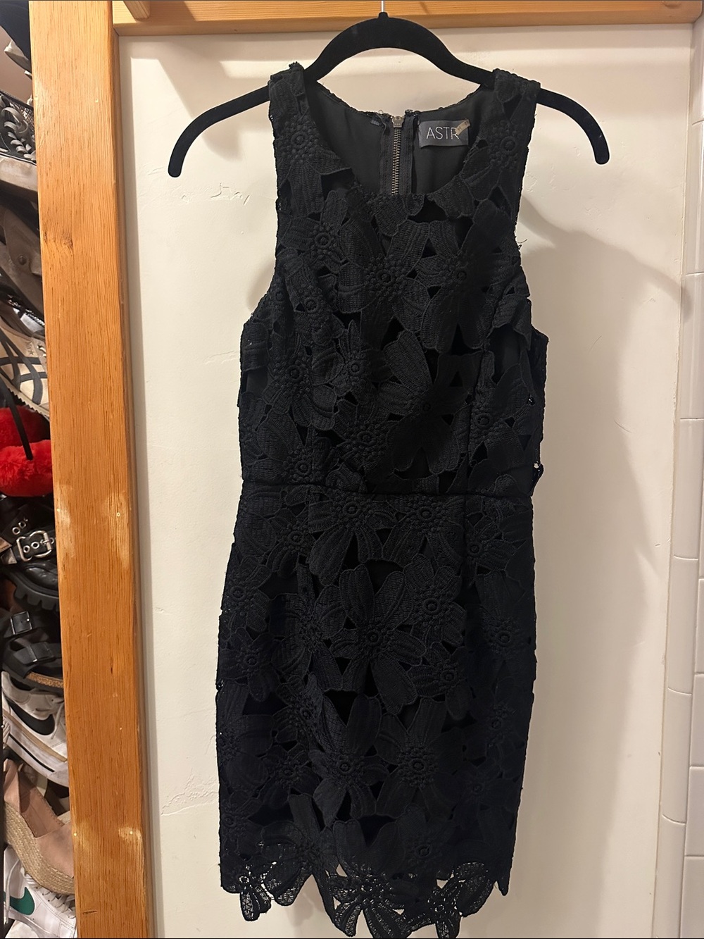 ASTR Black Floral Lace Mini Dress